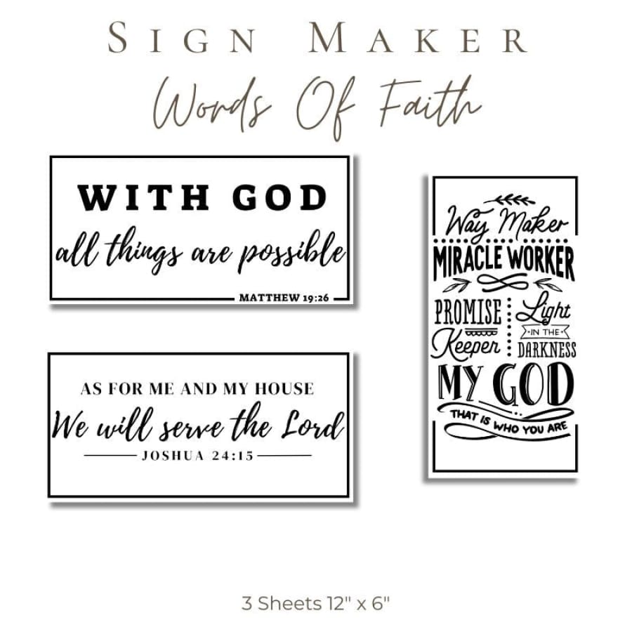 Galvanized Sign Maker Rub On Transfer Kit - WORDS OF FAITH