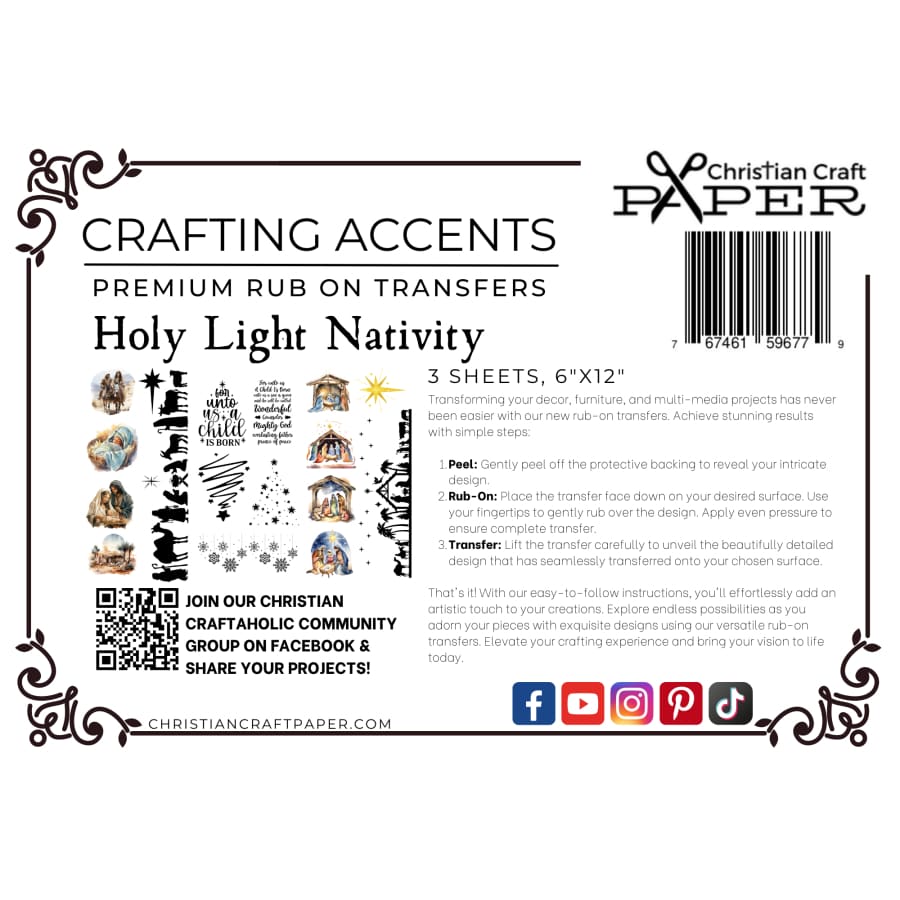 Holy Light Nativity Premium Rub On Transfers