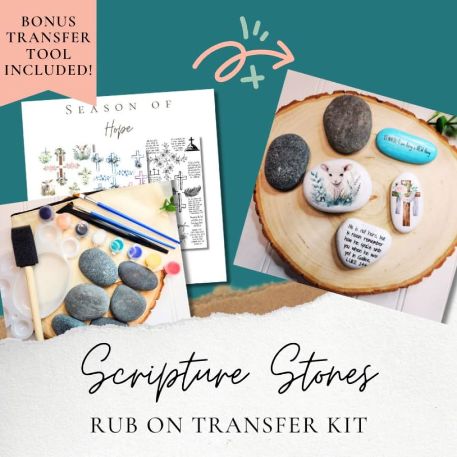 Scripture Stones Rub On Transfer Kit