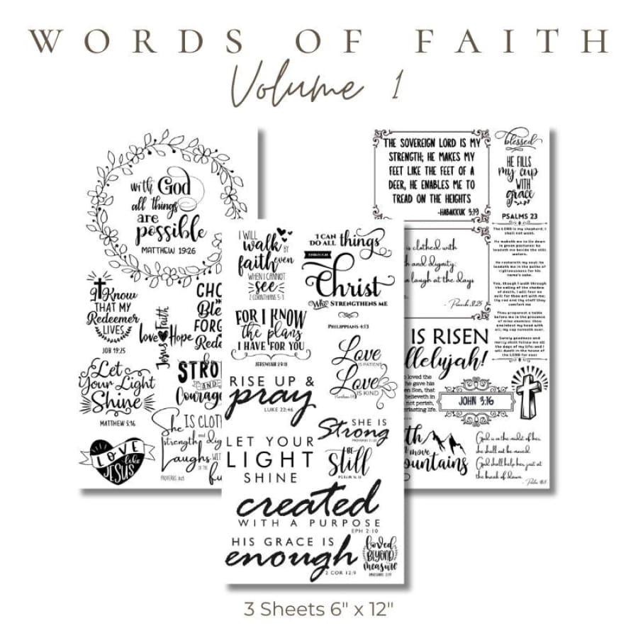 Words Of Faith V1 | Christian Rub On Transfers For Crafts